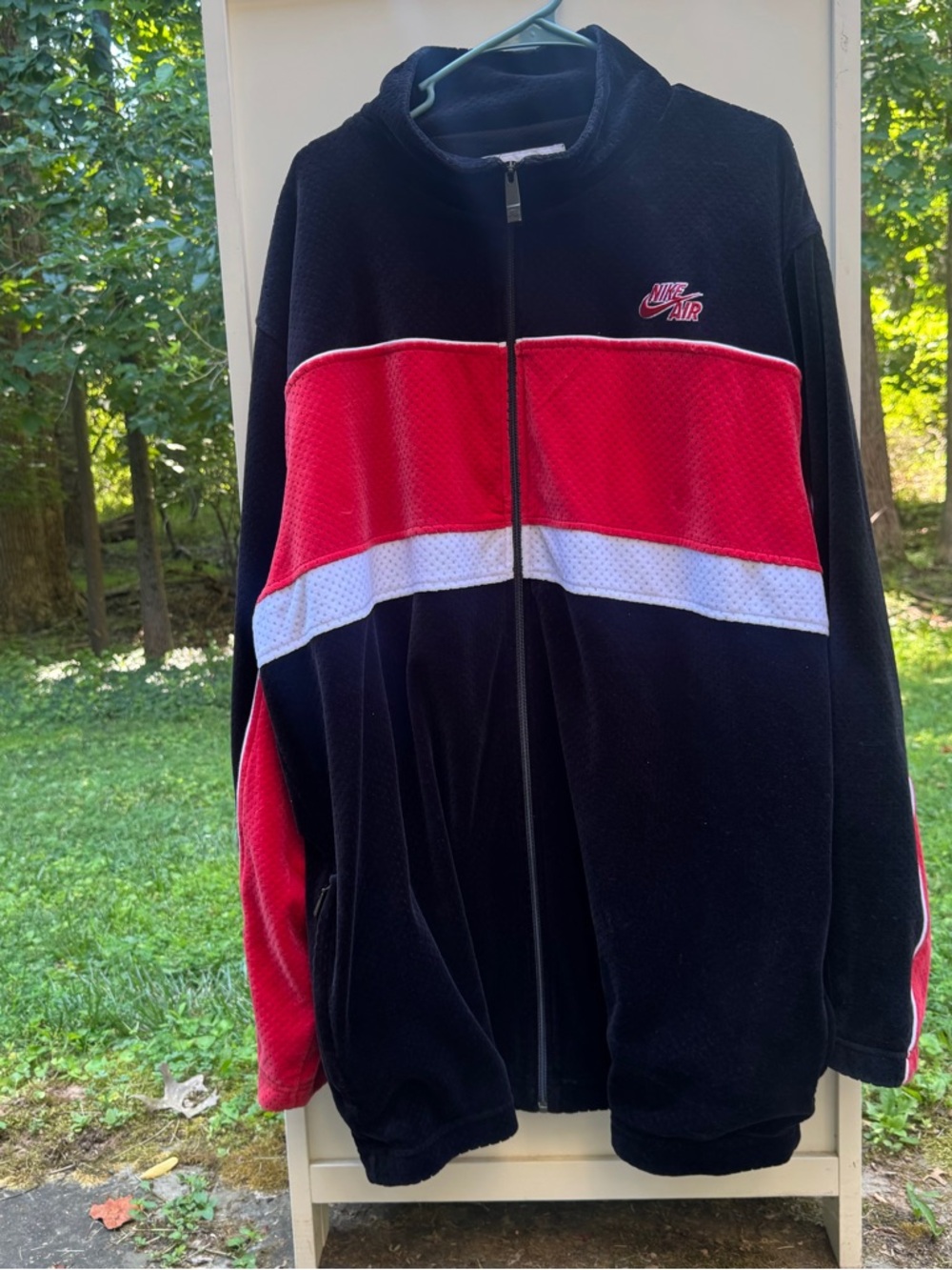 Nike AIR Velour Bomber Jacket Mens XXL Black Red Velvet Full Zip Retro
